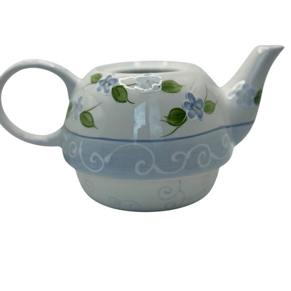 Mesa Intl Blue‎ Yellow floral nesting teapots w/ cup and lid hand painted - Picture 4 of 9